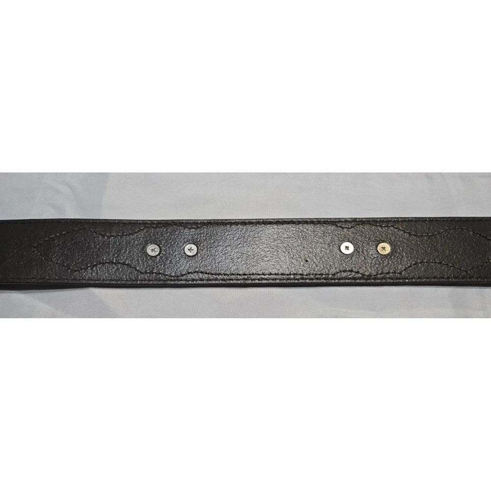 Western Work Leather And Metal Tooled Mens Belt Large 38-40 Brown Buckle